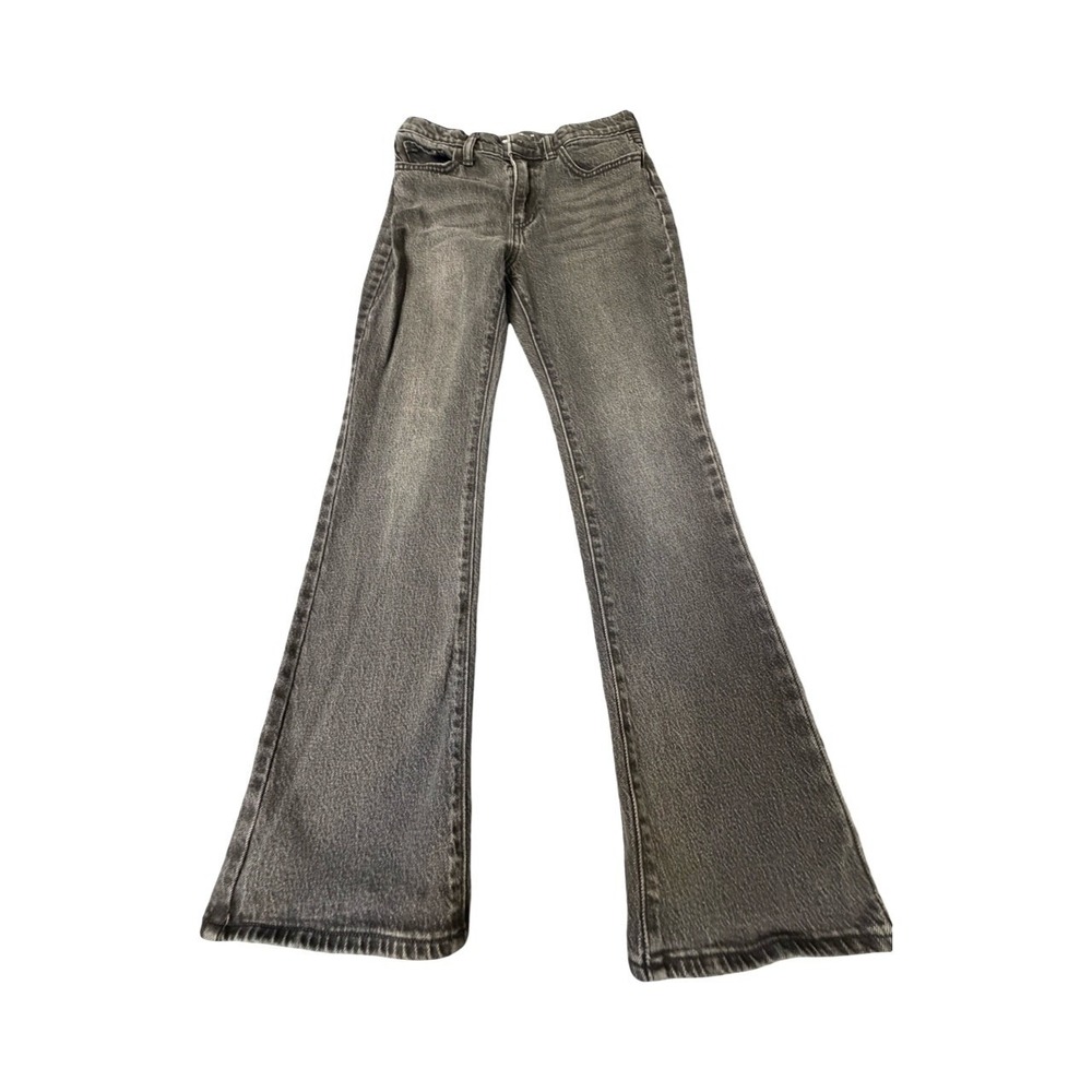 Old Navy Flare Jeans Women 14 Black High-Rise Faded Denim Retro 70s Style